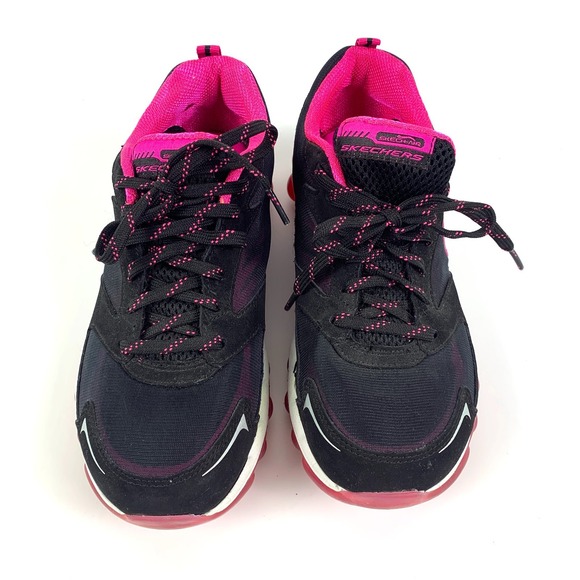 Sketchers Sketch-Air Running Shoes Womens Sz 7.5 Black Hot Pink Lace Up 11848 - Picture 2 of 16